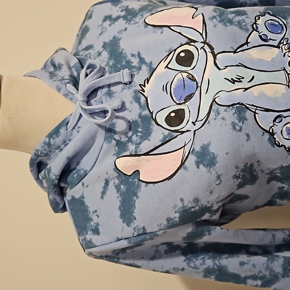 Disney Lilo & Stitch blue long sleeve hoodie STITCH Small NWT - Picture 4 of 7